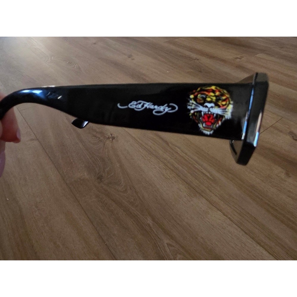 Ed Hardy Sunglasses Black Rectangular Shield Tige… - image 4